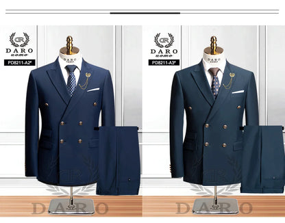 DAROuomo 2026 Men's Slim Fit Formal Business Suit 2Pcs Set - DR8211 (Jacket + Pants) for Work Wear