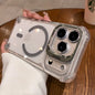 Luxury Transparent Airbag Case For iPhone 17 16 15 14 12 13 Pro Max Plus Air for Magsafe Transparent Camera Stand Holder Cover