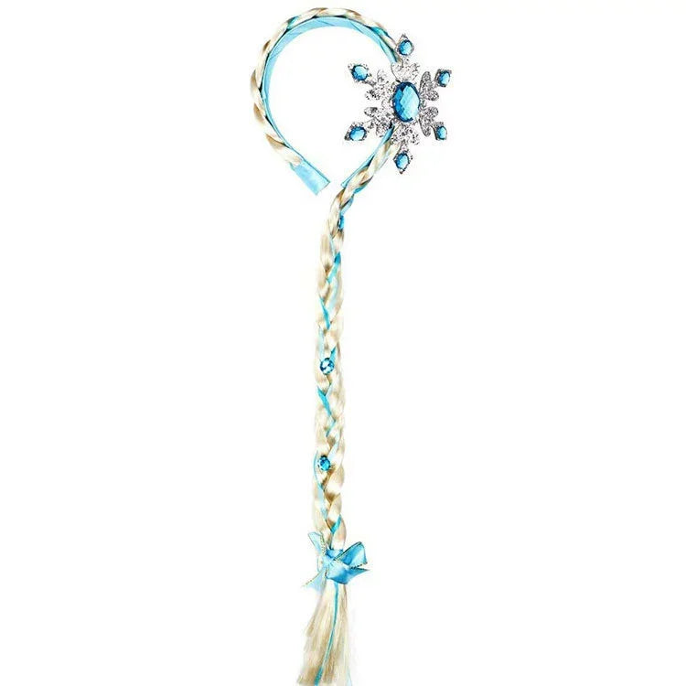 Elsa Princess Accessories Gloves Wand Crown Jewelry Set Elsa Wig Necklace Braid Girls Cosplay Snow Queen Dress Clothing Dress UP