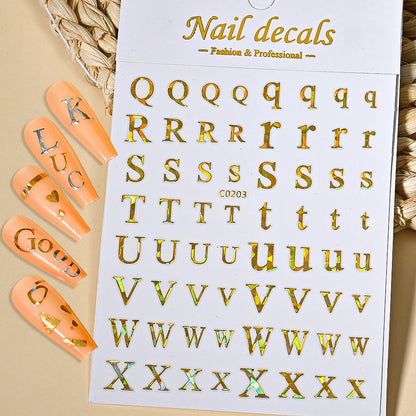 3D Glittery Gothic Letter Design Nail Art Stickers Uppercase Alphabet Letters Artistic Designs DIY Nail Art Decals Decoration #1