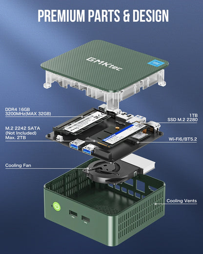 GMKtec G3 Mini PC Intel Alder Lake N100 Windows 11 Pro Desktop Computer 8/16GB RAM 256/512GB PCIe M.2 SSD WiFi 6 BT5.2 Mini PC