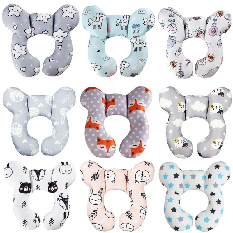 Baby Pillow Head Support Belt Set Protective Travel Car Seat Head Neck Support Pillows Newborn Children U Shape Headrest Cushion