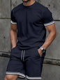 New European & American Style Men's Summer Loose-Fit Set Men's Crew Neck Short-Sleeve Top & Athletic Casual Shorts Two-Piece Set