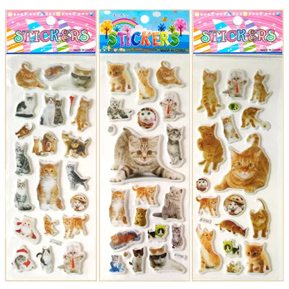 6 Sheets 3d Pet Dog and Cat Stickers for Car Styling Scrapbook Animal Bubble Reward Stickers for Kids Gift for Boy Girl Toy
