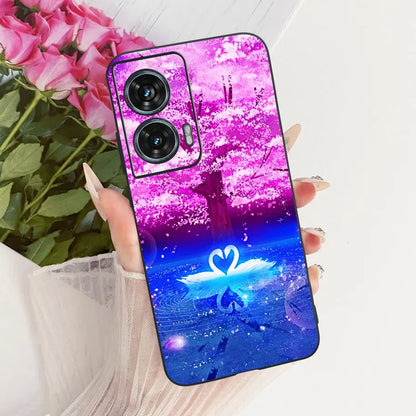Case For Motorola Edge 50 Fusion Cover XT2429-1 Popular Flower Soft Black Silicone Phone Cases For Motorola G96 5G MotoG96 Funda