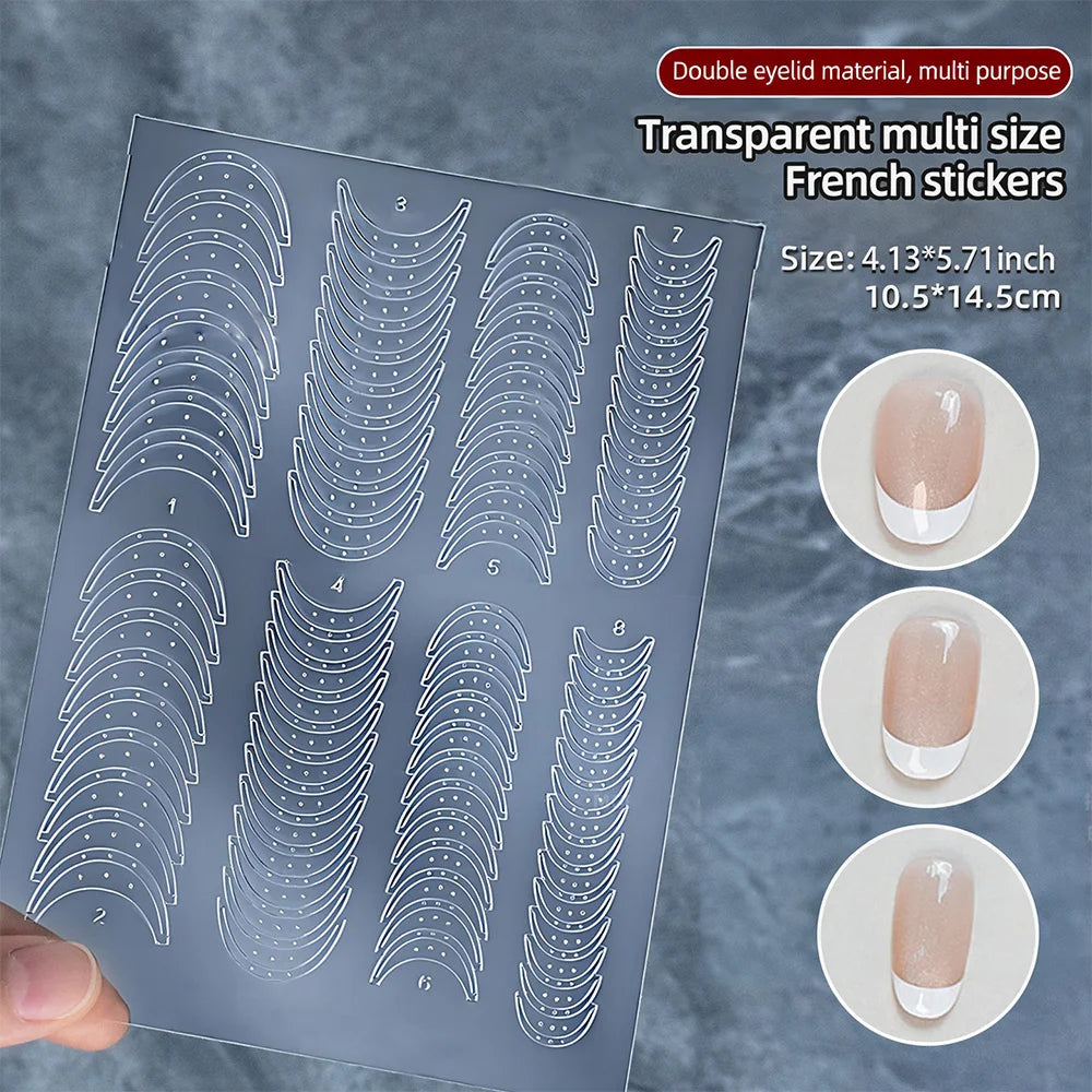 1pcs French Tip Guide Hollow Grid Nails Stencils Decals Self-Adhesive French Lines Nail Stickers Nail French Tips Guide Tools S@