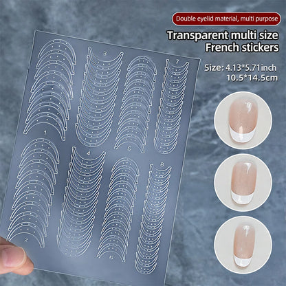 1pcs French Tip Guide Hollow Grid Nails Stencils Decals Self-Adhesive French Lines Nail Stickers Nail French Tips Guide Tools S@