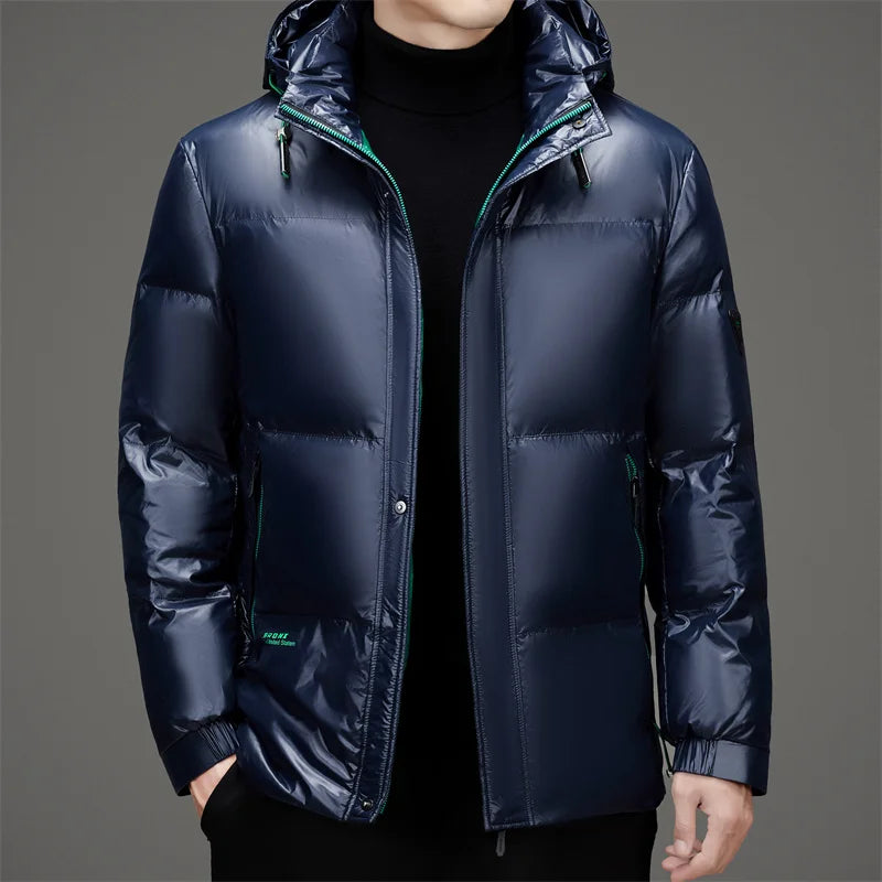 Men's Down Jacket Autumn Winter New Solid Color Thickened Warm Outdoor Travel Hooded Coat Men's White Duck Down padded Clothing