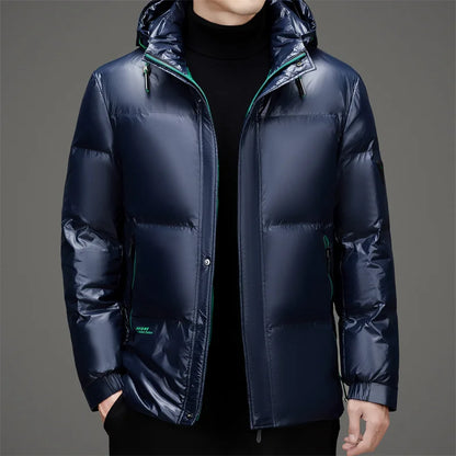 Men's Down Jacket Autumn Winter New Solid Color Thickened Warm Outdoor Travel Hooded Coat Men's White Duck Down padded Clothing
