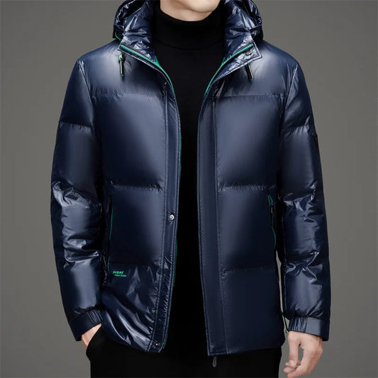 Men's Down Jacket Autumn Winter New Solid Color Thickened Warm Outdoor Travel Hooded Coat Men's White Duck Down padded Clothing