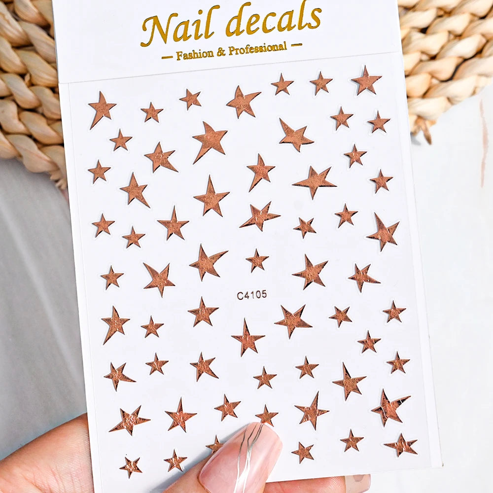 3D Metal Silver Flame Nails Stickers Gold Bronzing Stripe Lines Sliders Design Manicure French Nail Art Decoration Decal #Y2K