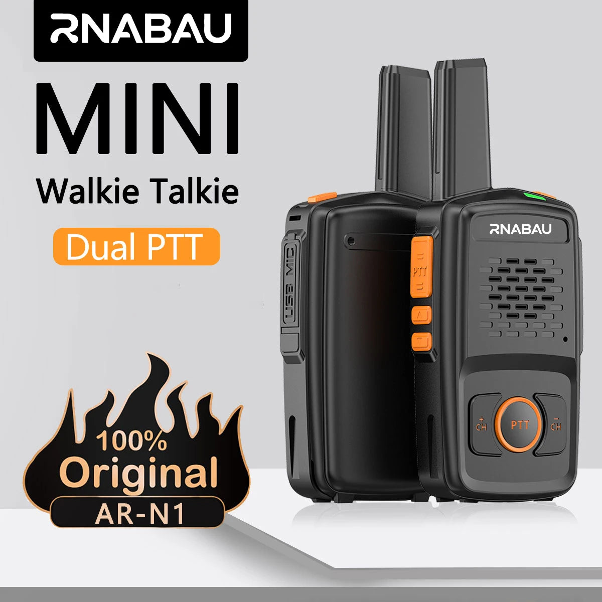 Mini Walkie Talkie RNABAU 16 Channels Professional MT-N1 UHF 400-470MHZ Match Baofeng Two Way Radio