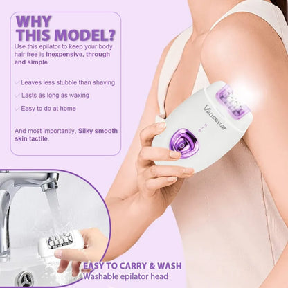 2in1 Epilator Facial Hair Removal Rechargeable 32 Tweezers Smooth Skin Whole Body 2 Speeds Hair Removal Device Electric Shaver