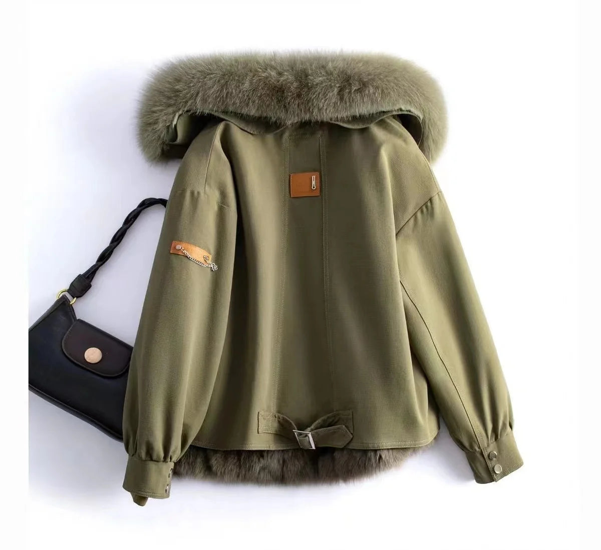 Upgraded 2023 Autumn/Winter omen's Pi vercomes Warm tras Coat Natural Fox Hair Fashion Wool Coat Temperament Slimming Inner Tank