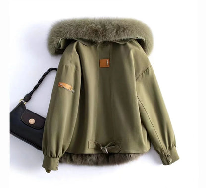 Upgraded 2023 Autumn/Winter omen's Pi vercomes Warm tras Coat Natural Fox Hair Fashion Wool Coat Temperament Slimming Inner Tank