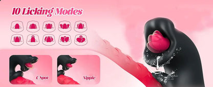 4 IN 1 Licking Thrusting Vibrator G Spot Clitoral Stimulator Vagina Massager Rabbit Vibrator Women Sex Toy for Clit Nipple &Anal