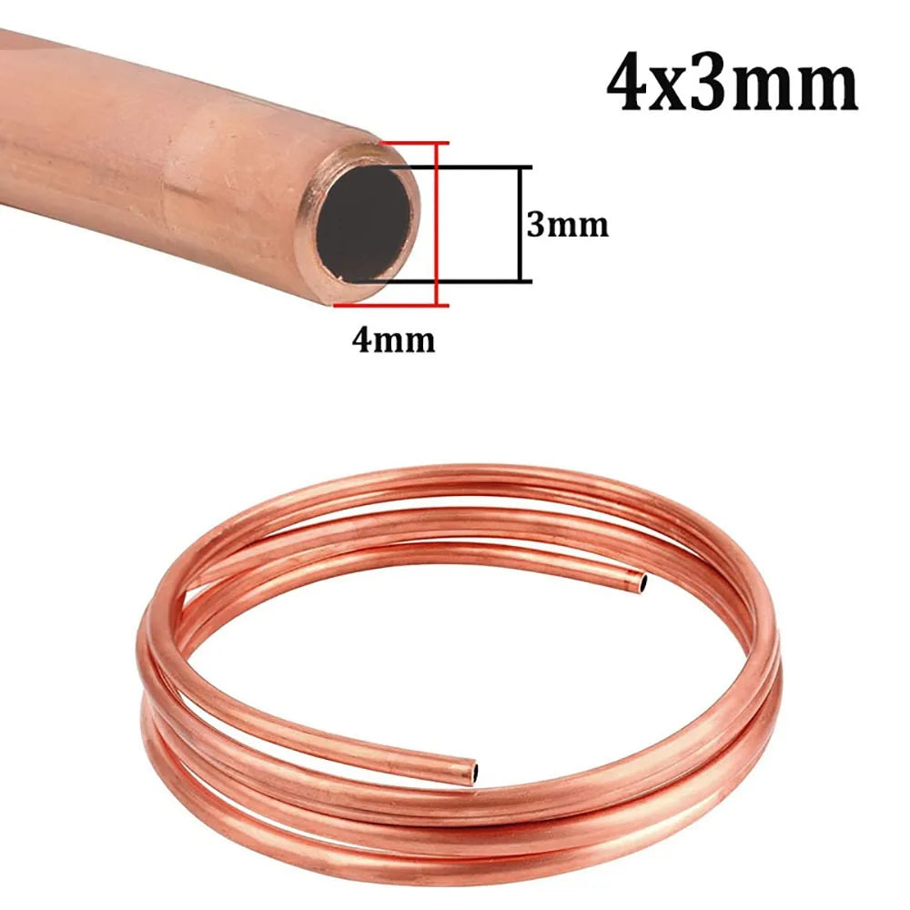 1Pcs Durable 1 Meter Copper Tube Coil 99.9% Pure Copper Soft T2 Copper OD 2-12mm ID 1-10mm Wire Pipe Airs Conditioner Cooling