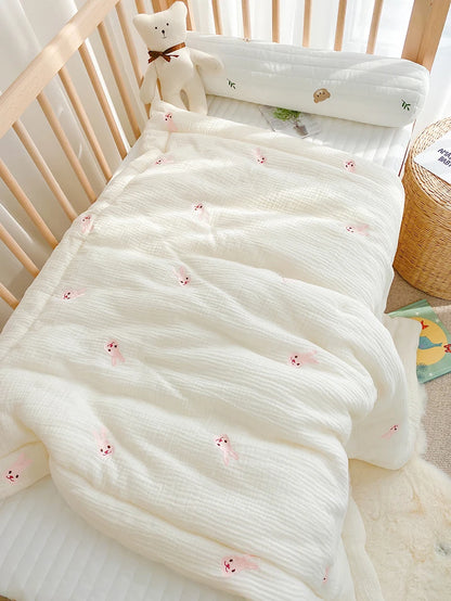Baby Quilt Cartoon Bear Bunny Newborn Nap Quilts Soft Cotton Infant Blanket Spring Fall Winter Swaddle Wrapped Bedding 100*120CM