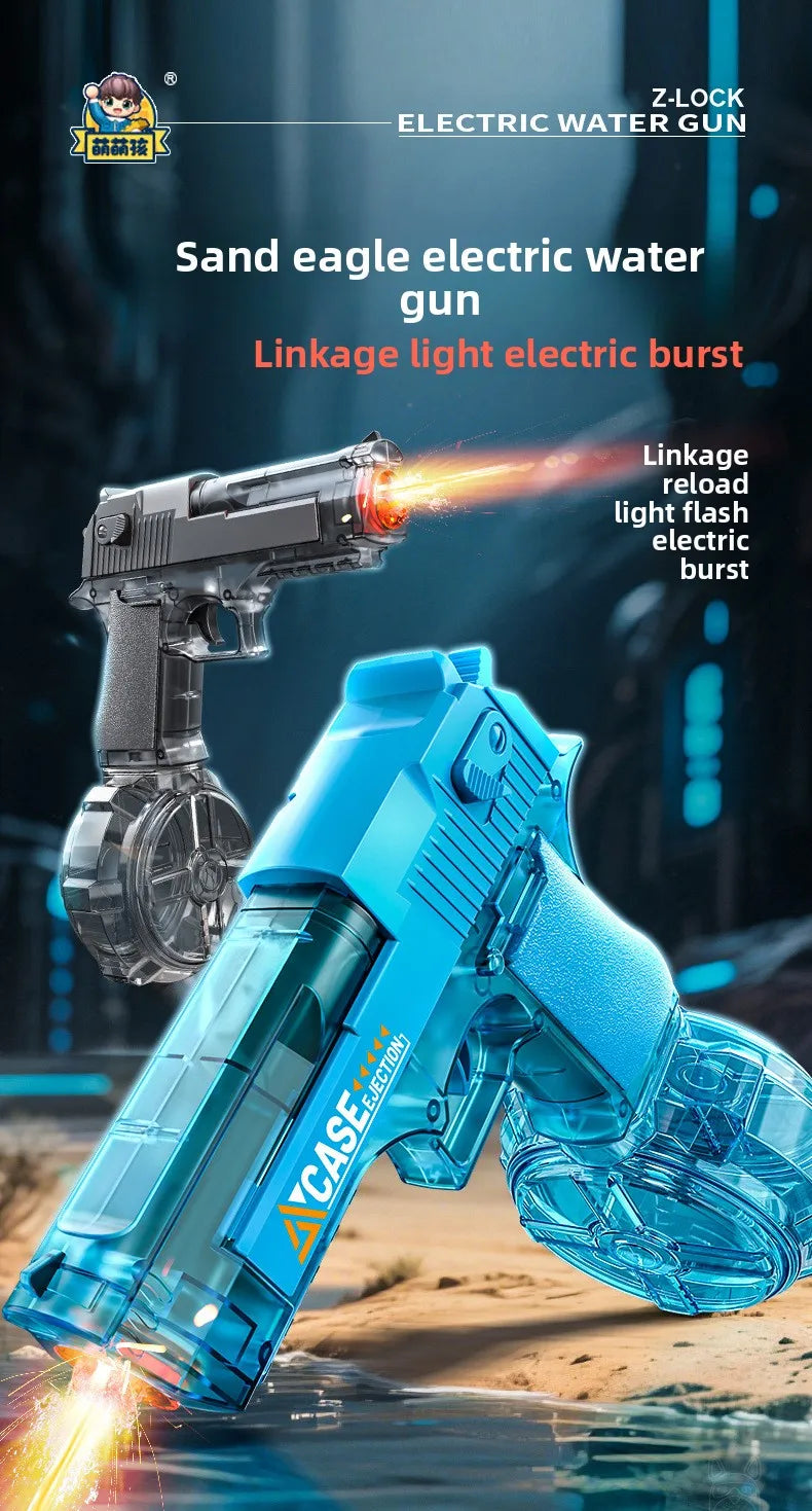 New Electric Water Gun With light Sprays Flame Effect Fully Automatic Shooting Toy Outdoor Beach Water Gun Toy Children Gift