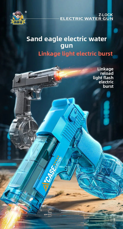 New Electric Water Gun With light Sprays Flame Effect Fully Automatic Shooting Toy Outdoor Beach Water Gun Toy Children Gift