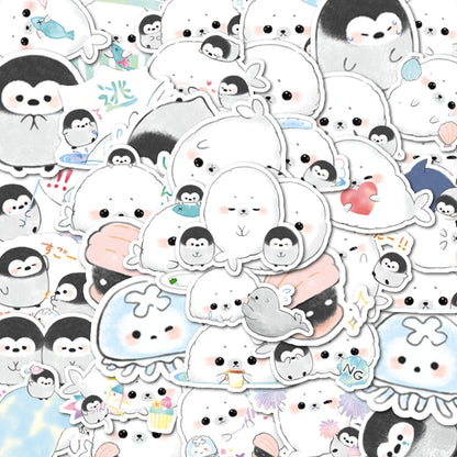 40pcs Cartoon Seal Penguin Stickers Can Be Used To Decorate Luggage Mirrors, Cabinets, Car Water Bottles, Etc., Self-Pasting
