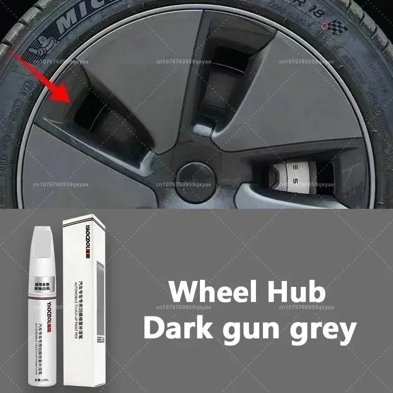 Suitable for Tesla Model 3 Y X S Automotive Paint Repair Pen Pearl White Clearcoat Pen Paint Repair Set Wheel Hub Silver