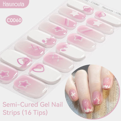 Gradient Auroras Semi Cured Gel Nail Strips Sparkly Shinning DIY Gel Polish Stickers for Nails Works with UV/LED Nail Lamps
