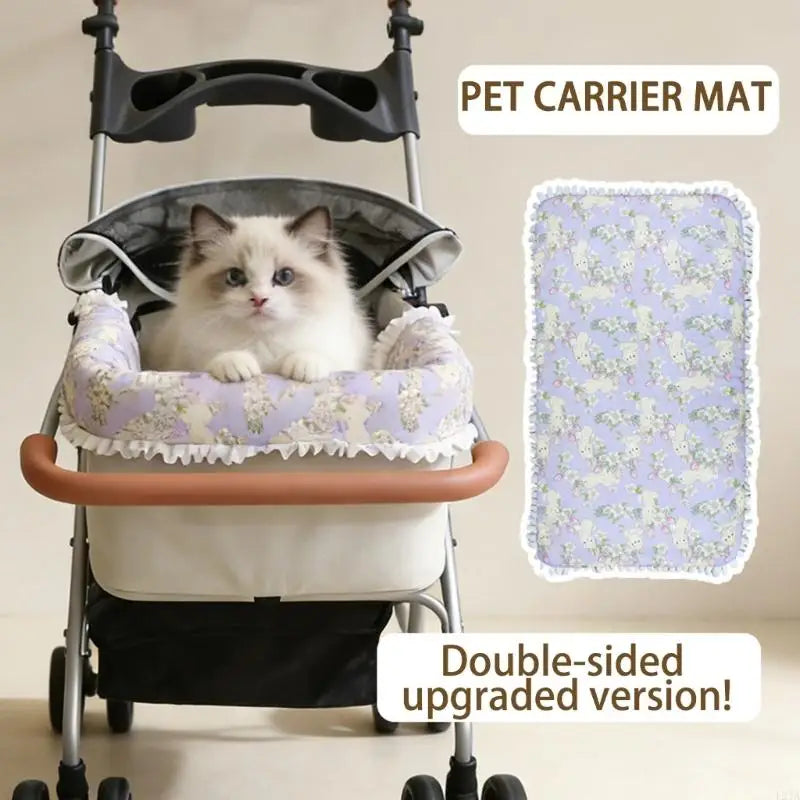 2025 New 2PCS Pet Strollers Cushion With Closures Soft Padding Pushchair Bedding Pad For Small Dog Travel Use