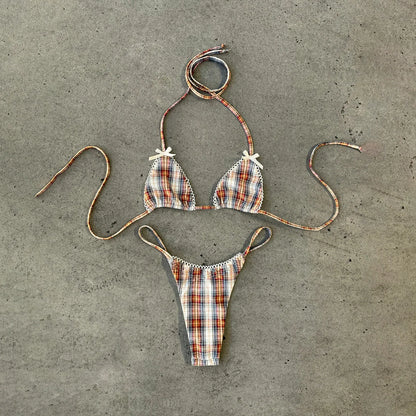 Plaid Print Bikinis Sexy Women Swimsuits Female Swimwear 2026 Micro Bikini Set Bathing Suit Swimming Suits Beachwear Biquini