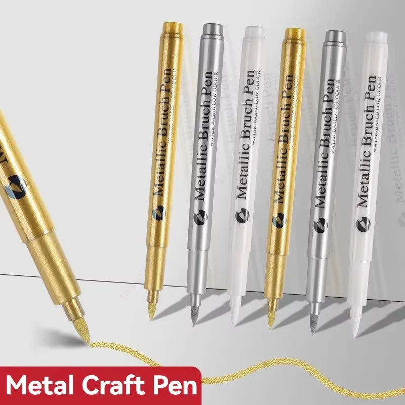 1/2PCS Gold Silver Metallic Marker Pen Waterproof Permanent Paint Marker Pen for Rock, Mug, Ceramic, Glass DIY Painting Supplies