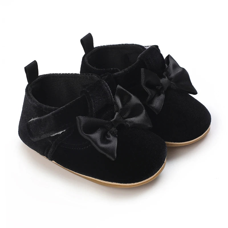 2025Black Fashion Newborn Party Princess Shoes  Boys And Girls' First Step Walking Shoes Rubber Soled Anti Slip Baby Shoes 0-18M