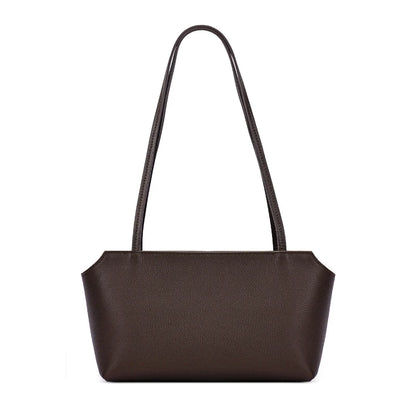 Luxury Women's Genuine Cowhide Leather Mini Shoulder Tote Bag Pebbled Leather Long Strap Underarm Handbag Minimalist Daily Purse