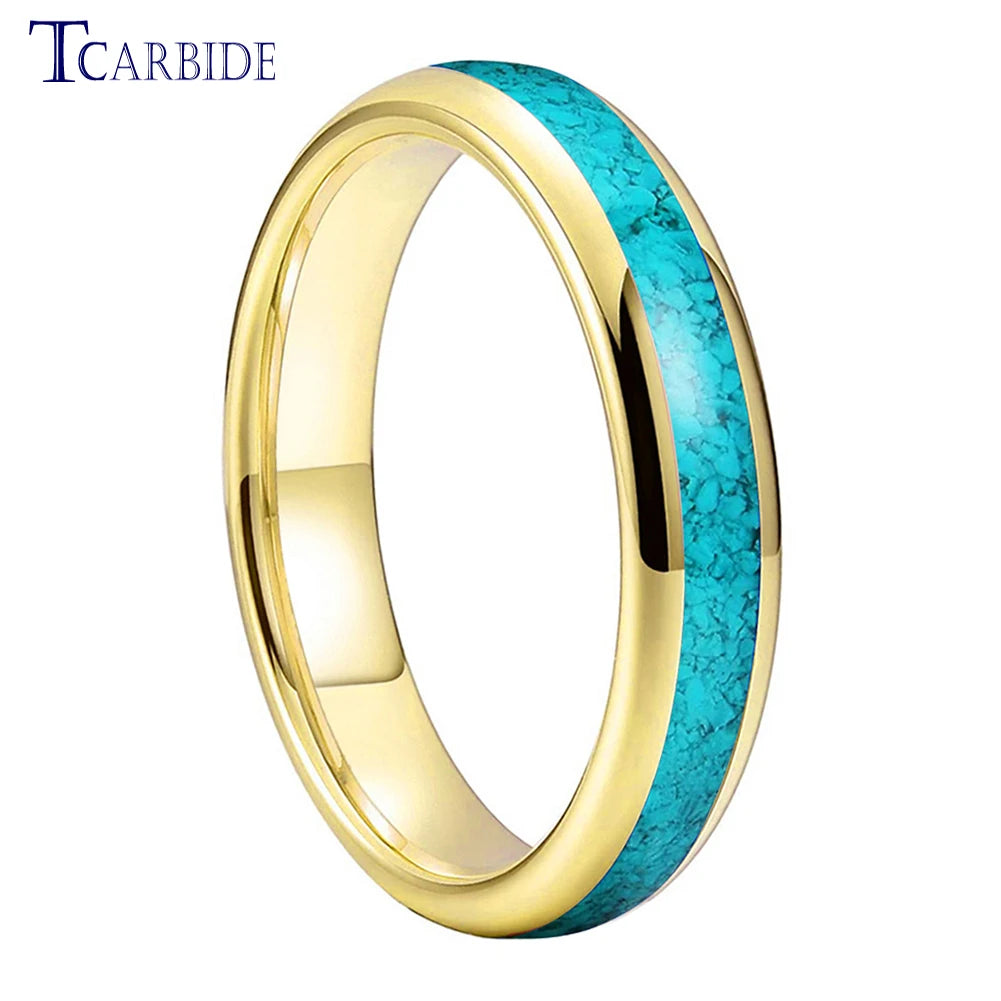 4MM 6MM 8MM Multicolor Turquoise Ring Men Women Beautiful Tungsten Engagement Wedding Band Domed Polished Finish Comfort Fit
