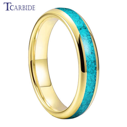 4MM 6MM 8MM Multicolor Turquoise Ring Men Women Beautiful Tungsten Engagement Wedding Band Domed Polished Finish Comfort Fit