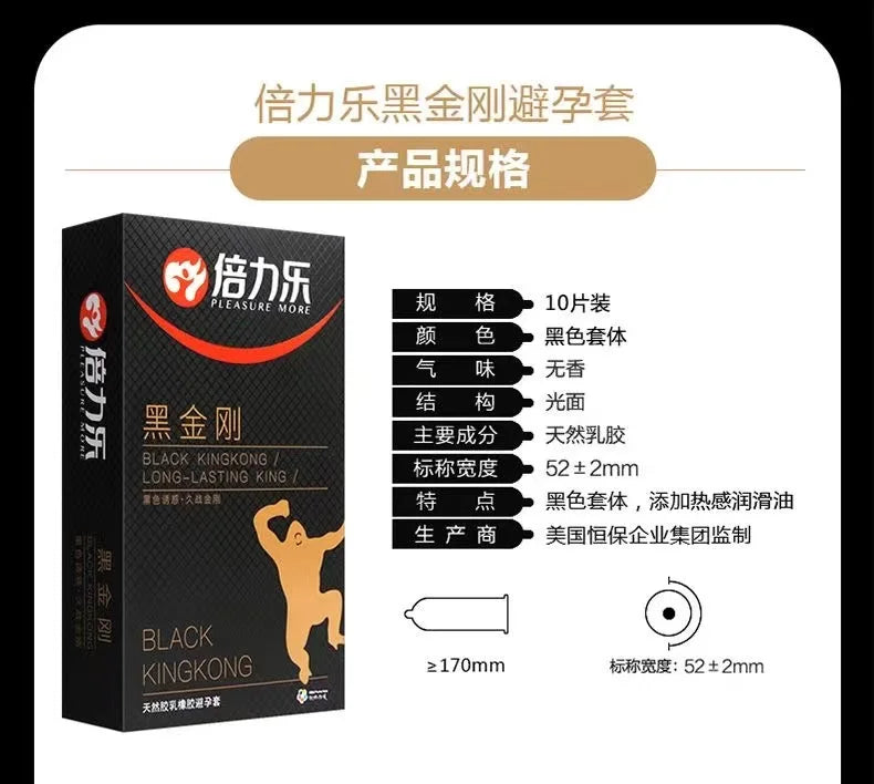 Black Long Lasting Condoms for Men - Delay Ejaculation, Reduce Sensitivity, Penis Sleeve Condom for Extended Pleasure