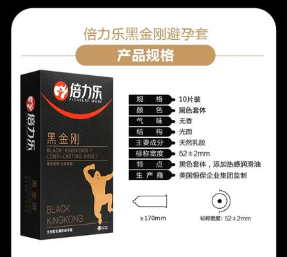 Black Long Lasting Condoms for Men - Delay Ejaculation, Reduce Sensitivity, Penis Sleeve Condom for Extended Pleasure