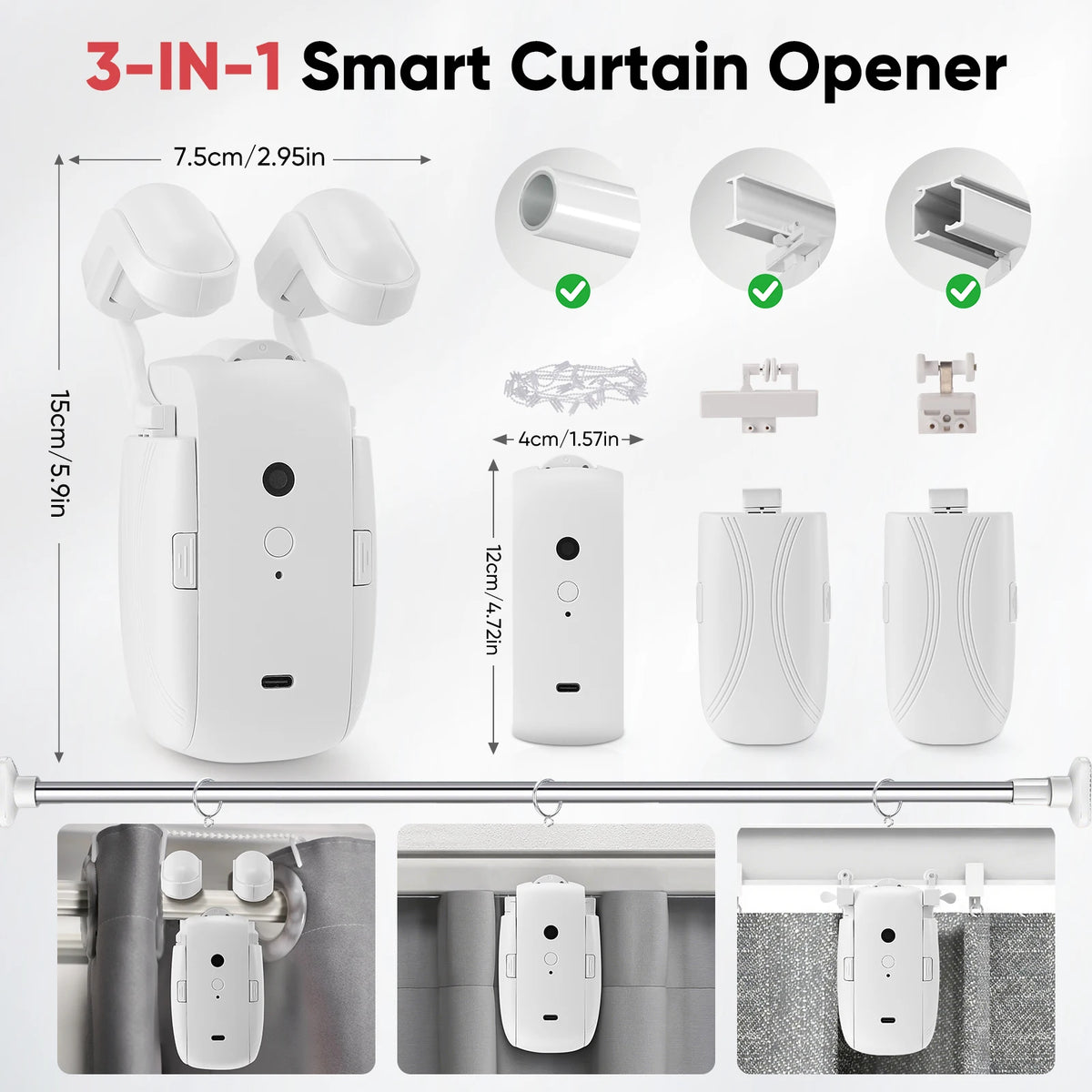 Smart For Home Curtain Opener Electronic Rome/T/U Track Curtain Motor Robot Remote Button Control Automatic Curtain Opener