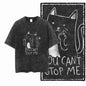 COOLMIND DB Cat Printed Cotton Acid Washed Exclusive Graphic Unisex T Shirt Cool Streetwear Men Tshirts Big Size Tee for Men
