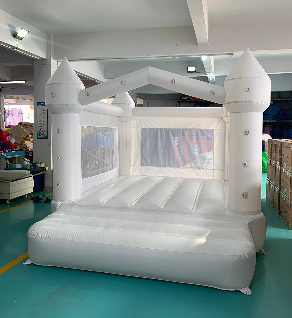 4*3*2.6M White Bounce House For Kids Bouncy House White For Children Inflatable Jumping Castle With Blower Slide 5-8 Kids