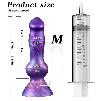 Realistic Dog Dildo With Squirting Enema Soft Silicone Suction Cup Water Syringe For Anal Play Vaginal Cleaning Adult Sex Toys