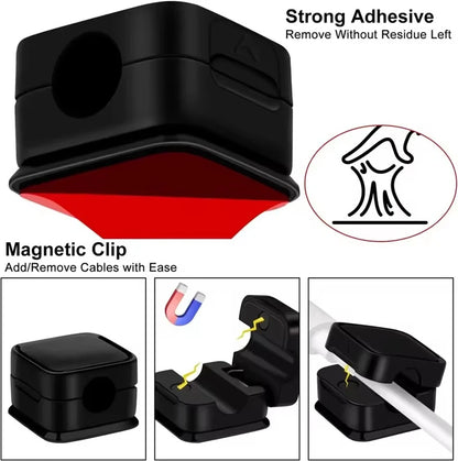 Magnetic Cable Clip Winder Holder Adhesive Wire Keeper Cord Cable Organizer USB Charging Cables Winder for Office Desktop Home