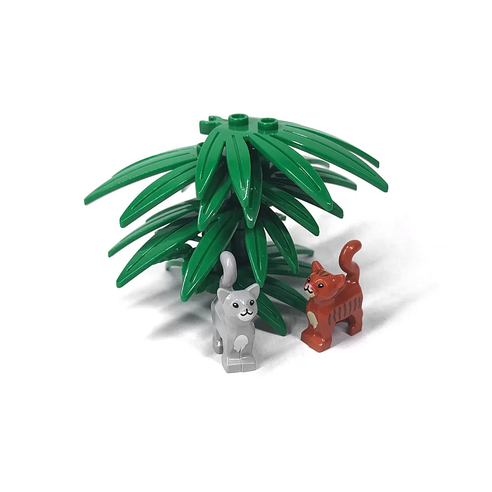 MOC Small Particle Building Blocks Zoo Scene Series Models of Animals Cats Plants and Palm Trees Along with Accessories and Toys