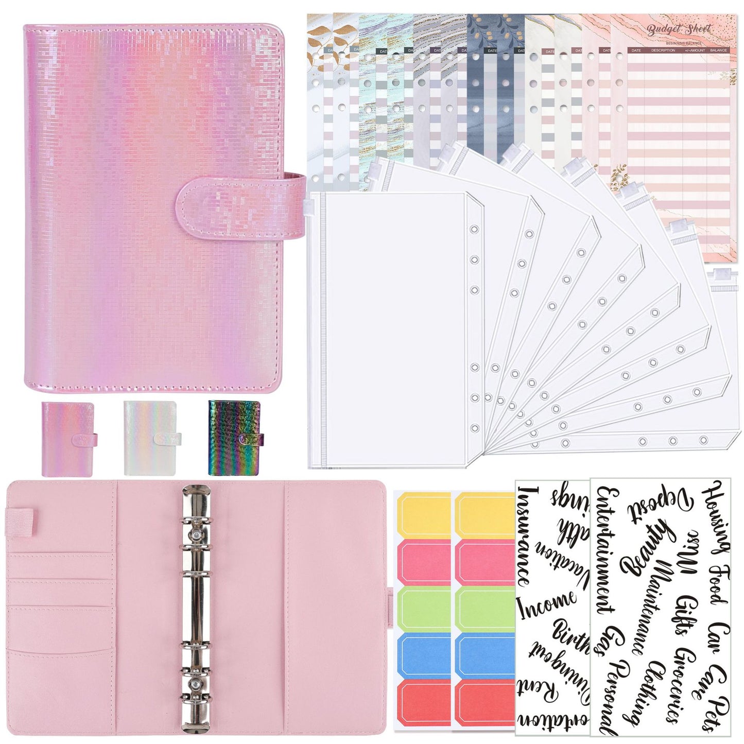 NEW A6 Money Budget Planner Binder With Zipper Envelopes, Cash Envelopes For Budgeting, Money Organizer For A6 Cash Budget Binde