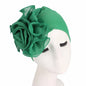 Fashion Women Big Flower Turban Hat Solid Color Elastic Cloth Head Cap Muslim Head Wraps Caps Lady Bandana Hair Accessories