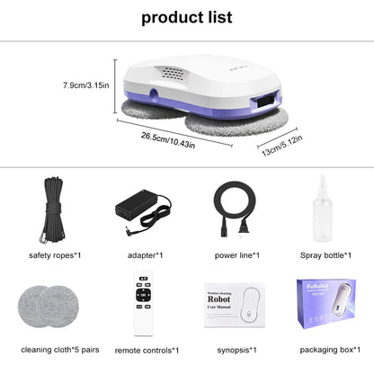 Smart Window Cleaning Robot with Dual Water Spray, Auto Robot Window Cleaner Edge Detection Remote Robotic Windows Washer