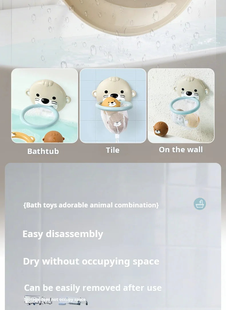 Children Otter Bath Toy Infant Float Ball Set Stackable Floating Boat Soft Water Play Toy Beach Swimming Pool Gift