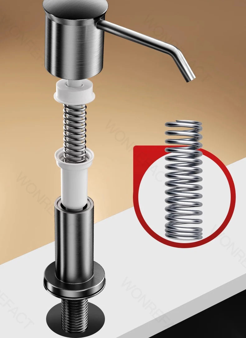 Soap Dispenser for Kitchen Sink Built in Sink Soap Dispenser Brushed Countertop Soap Dispenser Pump Silver Blackgray
