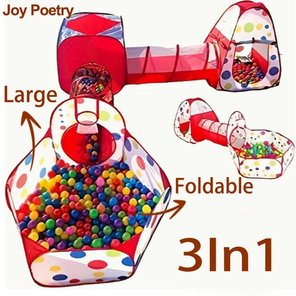 3In1 2.7M Children Ball Pool with Basket Portable Baby Pit Crawling Tunnel Balloon Playpen Tent Kid Indoor Outdoor Yard Toy Gift