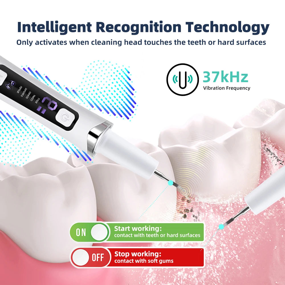 Dental Scaler For Teeth Tartar Remover Electric Teeth Cleaner Tooth Calculus Plaque Remover LED Ultrasonic Dental Stone Removal