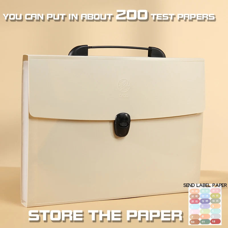 A4 File Folder 13 Layers Fashion Storage Bag Desktop Organizer for School Office Supplies Test Paper Stationery
